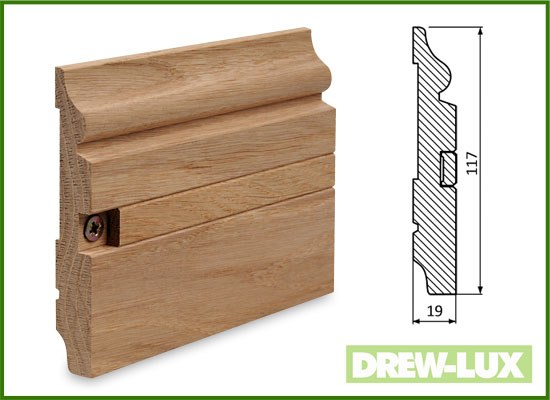 Oak skirting board 11.7 x 1.9 LITE - EASY INSTALLATION (1-1.7 m)